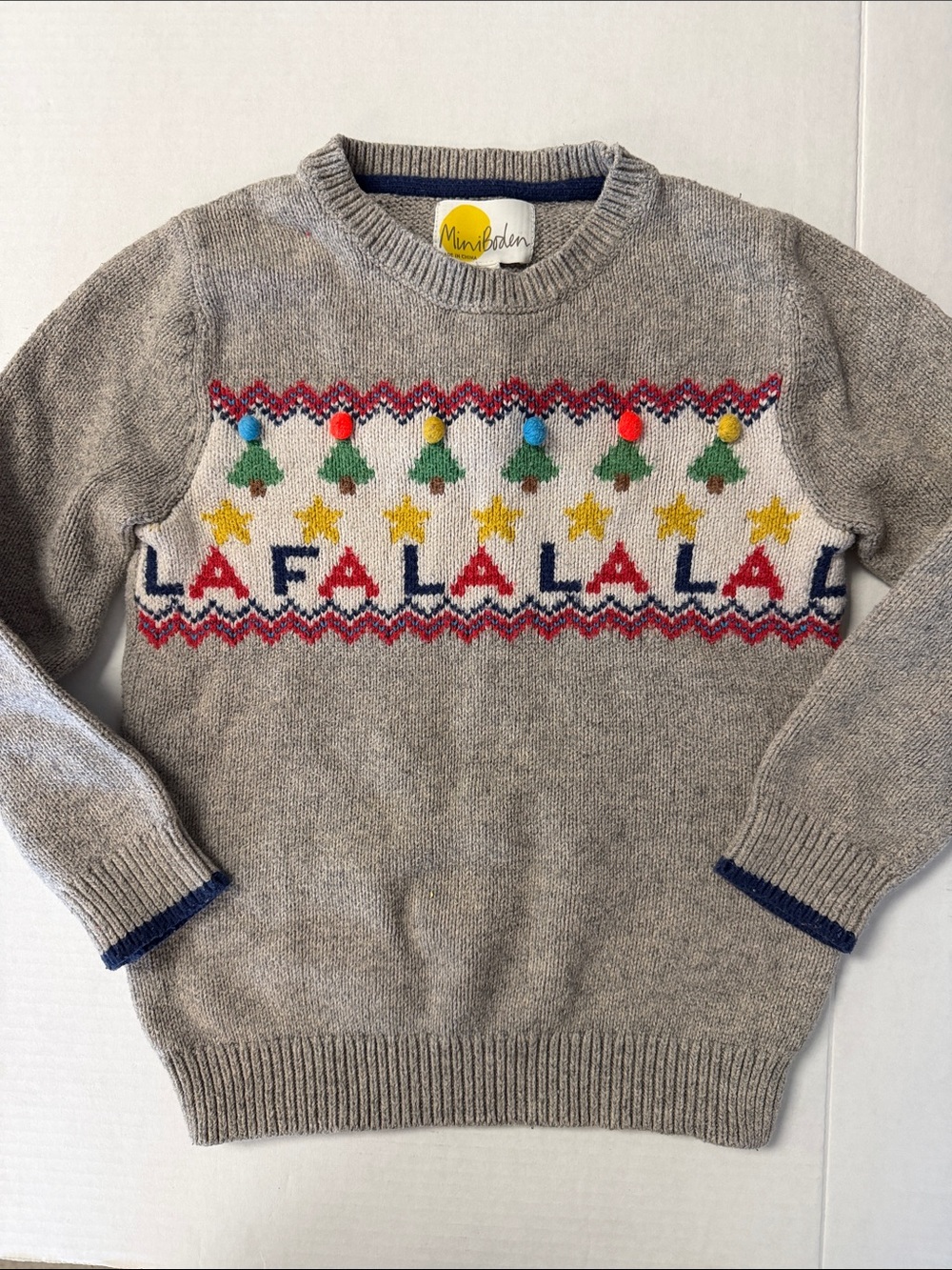 Mini Boden Christmas Tree Fa la Sweater 6/7